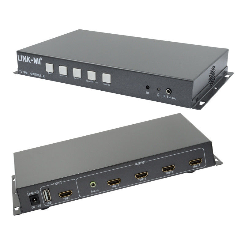 2X2 Video Wall Controller Dukungan HDMI USB Sinyal Input 1080P Untuk Iklan