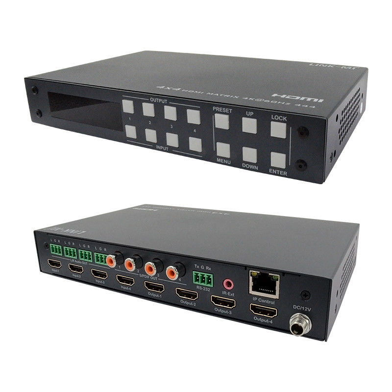4x4 HDMI Matrix Analog Dan SPDIF Audio Extraction 4K TCP/IP Web GUI Control