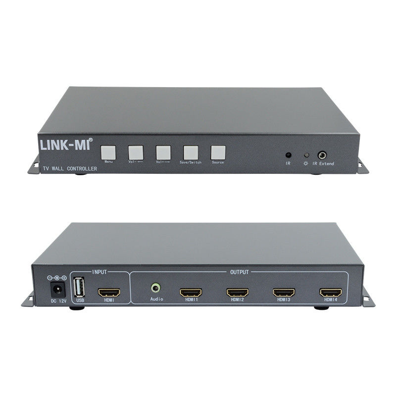 2X2 Video Wall Controller Dukungan HDMI USB Sinyal Input 1080P Untuk Iklan