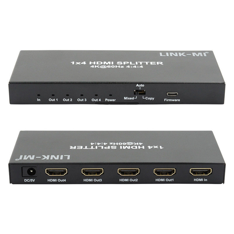 HDMI 2.0 HDMI Extender Splitter 60Hz 1x4 Dukungan 3D 18G HDR 1 In 4 Out AV Splitter