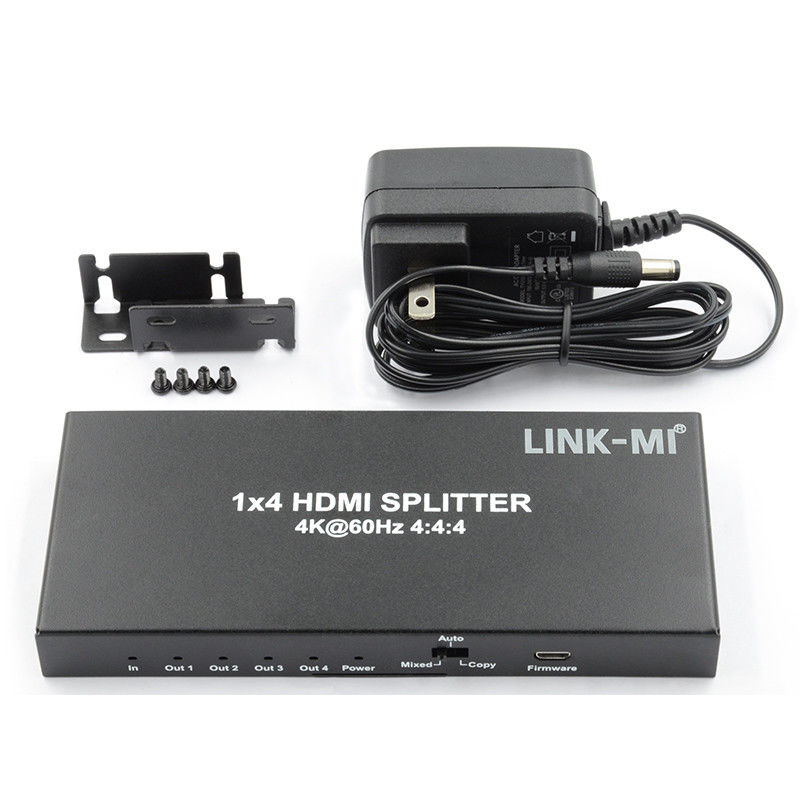 HDMI 2.0 HDMI Extender Splitter 60Hz 1x4 Dukungan 3D 18G HDR 1 In 4 Out AV Splitter
