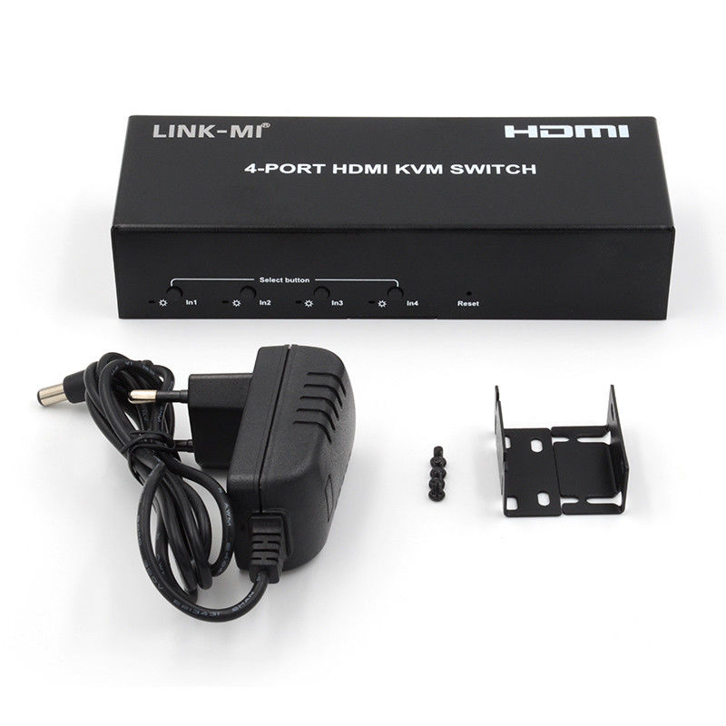 Tidak ada keterlambatan HDMI KVM Switch 4 Port Ip Kvm Hdmi Dukungan Hot Keys Otomatis Switching