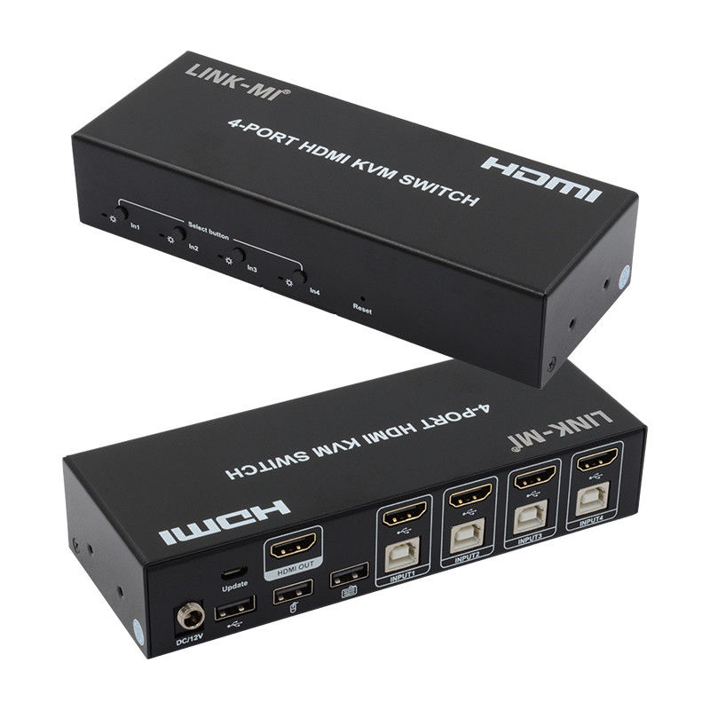 4 Port KVM Switch HDMI 4K 30Hz Hot Keys Otomatis Switching Tanpa Penundaan USB Switch