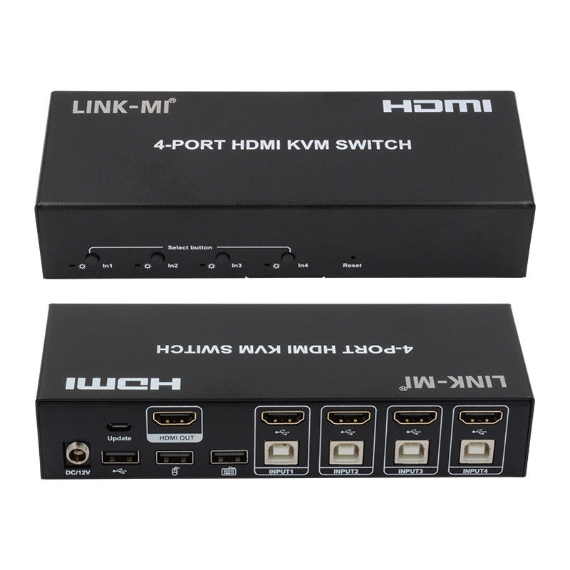 Tidak ada keterlambatan HDMI KVM Switch 4 Port Ip Kvm Hdmi Dukungan Hot Keys Otomatis Switching