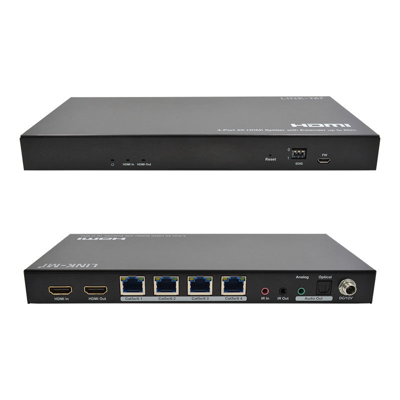 1x4 4K Wireless HDMI Splitter Extender Dukungan 60m 4K@60Hz AV Splitter Over RJ45