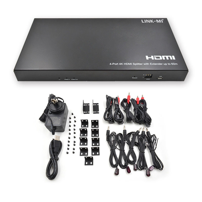 1x4 4K Wireless HDMI Splitter Extender Dukungan 60m 4K@60Hz AV Splitter Over RJ45