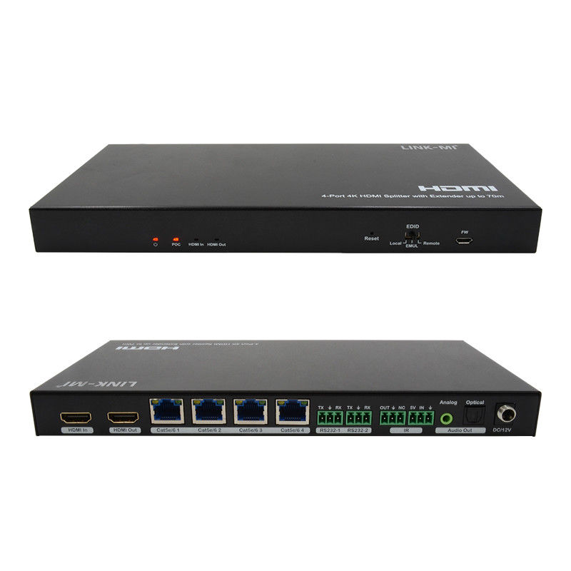 70M 1x4 4K HDMI Splitter Extender Dengan Audio Extract 1x4 Hdmi Splitter Over Cat6