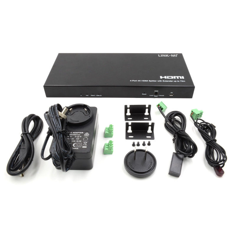 70M 1x4 4K HDMI Splitter Extender Dengan Audio Extract 1x4 Hdmi Splitter Over Cat6