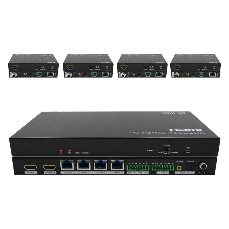 70M 1x4 4K HDMI Splitter Extender Dengan Audio Extract 1x4 Hdmi Splitter Over Cat6
