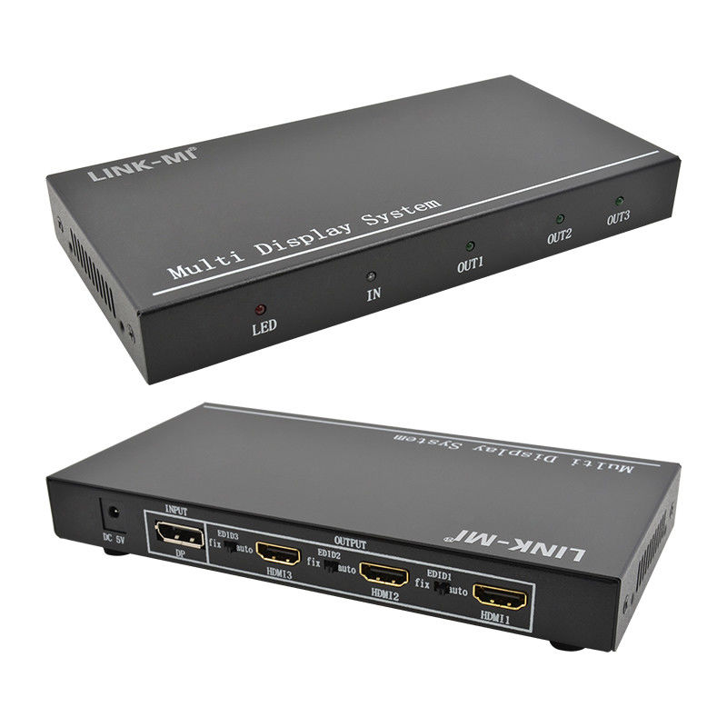 5760x1080 UHD 1X3 Video Wall Controller Processor Multi Screen Splicer 1 DP Dalam 3 HDMI Out