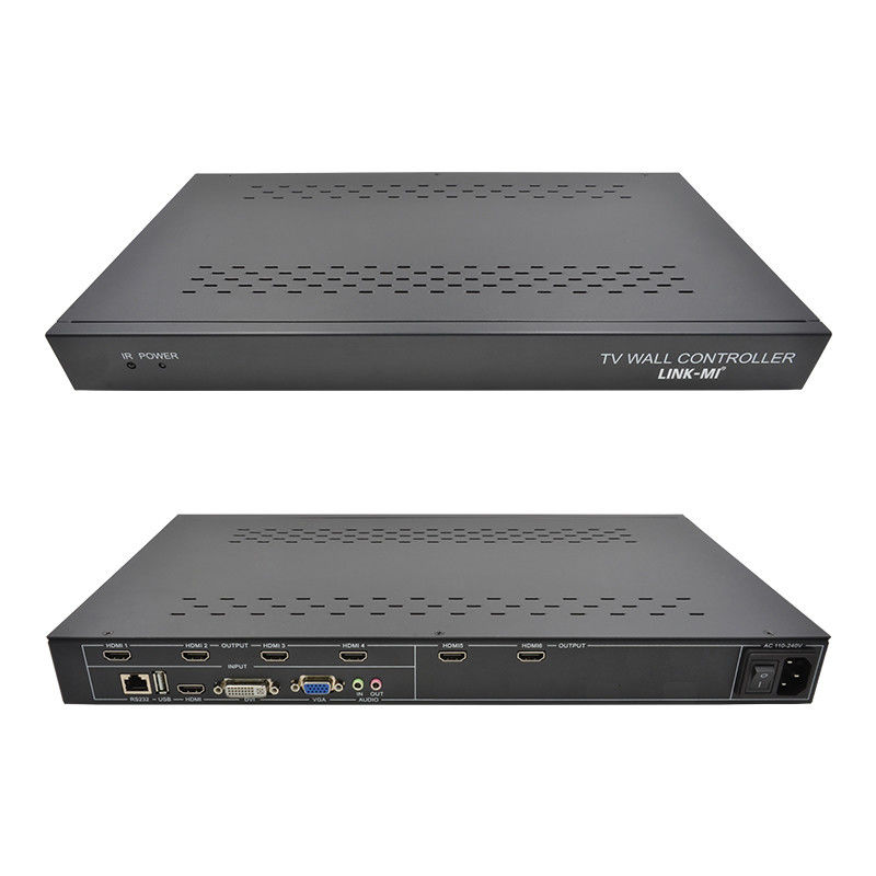 6 Saluran HDMI Video Wall Controller 2X3 LED Wall Controller Untuk 6 Splicing TV