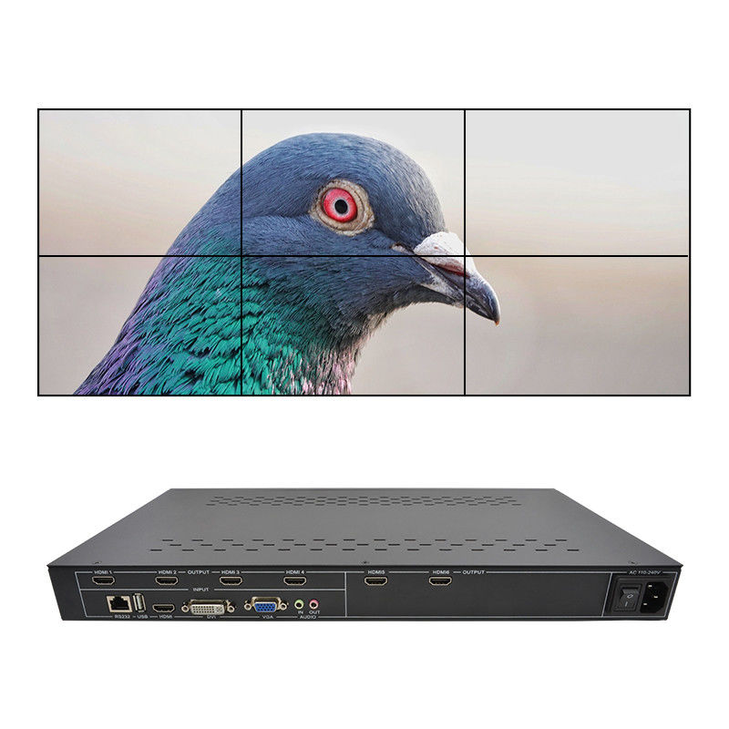 6 Saluran HDMI Video Wall Controller 2X3 LED Wall Controller Untuk 6 Splicing TV