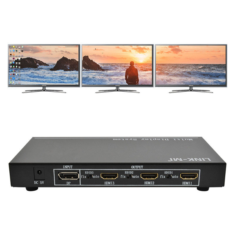 5760x1080 UHD 1X3 Video Wall Controller Processor Multi Screen Splicer 1 DP Dalam 3 HDMI Out