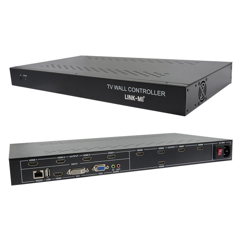 9 Saluran HDMI Video Wall Controller 3X3 Zoom Subtitles Multi Display Controller Untuk Iklan