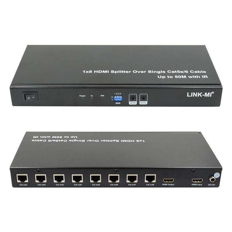 HDMI 50M 1X8 Splitter Over Cat5e 6 Kabel Dukungan 3D IR 1080P 8 Port HDMI Splitter
