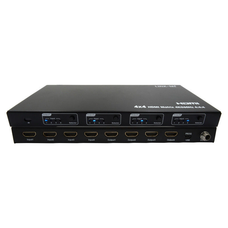 Rs232 4x4 HDMI Matrix Switch Dukungan 4K 60Hz 18Gbps EDID 4 hingga 4 HDMI Video Switch
