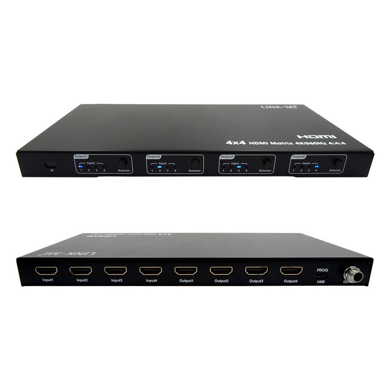 Rs232 4x4 HDMI Matrix Switch Dukungan 4K 60Hz 18Gbps EDID 4 hingga 4 HDMI Video Switch