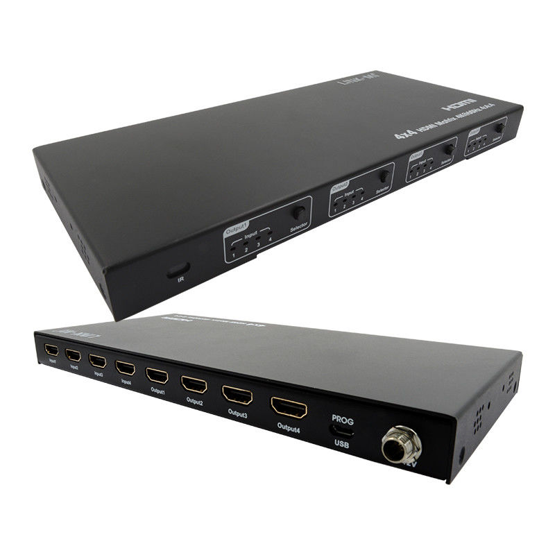 Rs232 4x4 HDMI Matrix Switch Dukungan 4K 60Hz 18Gbps EDID 4 hingga 4 HDMI Video Switch