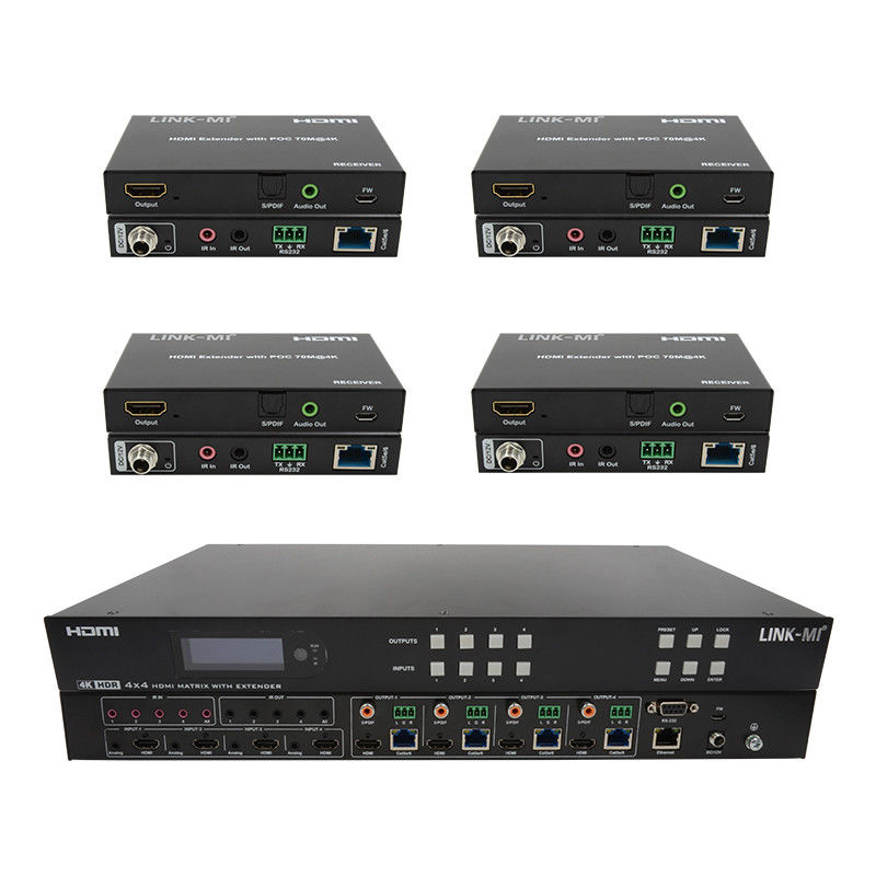 70m 4x4 HDMI Matrix Extender Dengan 4 HDMI Loop Out 4K HDMI Matrix Switch