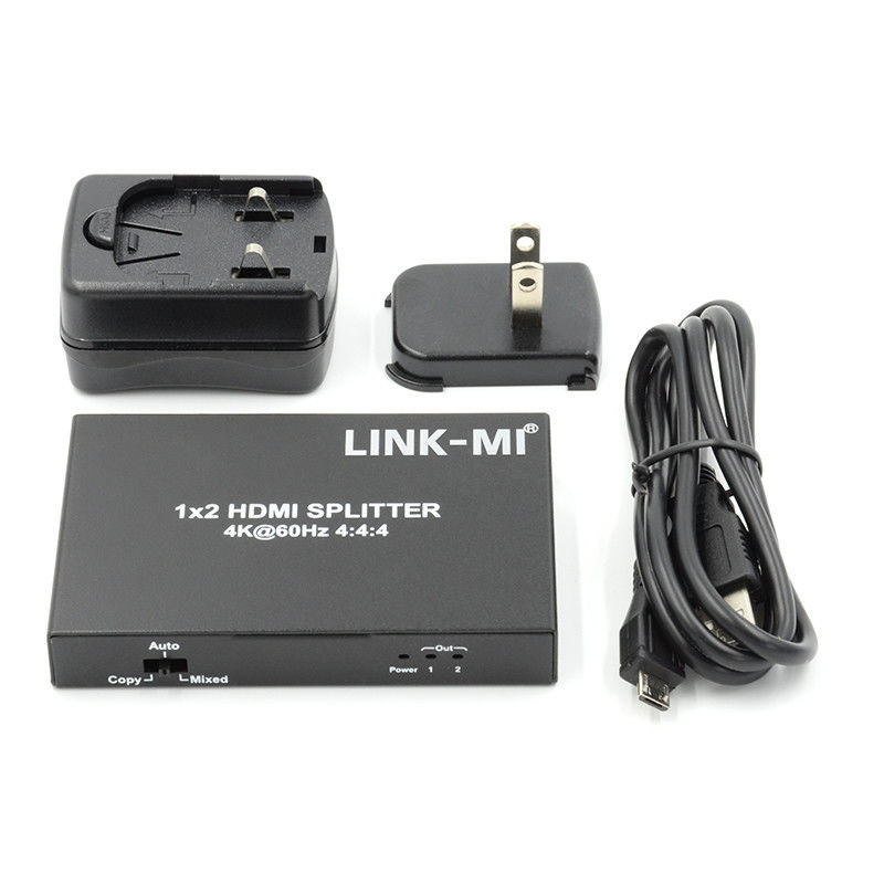 1x2 HDMI2.0 Splitter Dukungan 3D 18G HDR HDCP2.2 2 Port Video Splitter