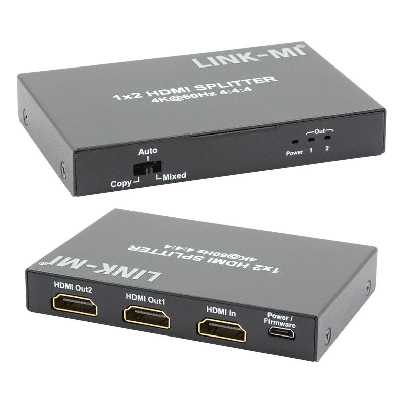 1x2 HDMI2.0 Splitter Dukungan 3D 18G HDR HDCP2.2 2 Port Video Splitter