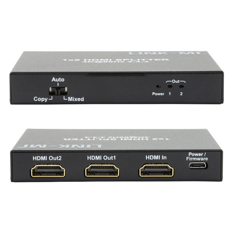 1x2 HDMI2.0 Splitter Dukungan 3D 18G HDR HDCP2.2 2 Port Video Splitter