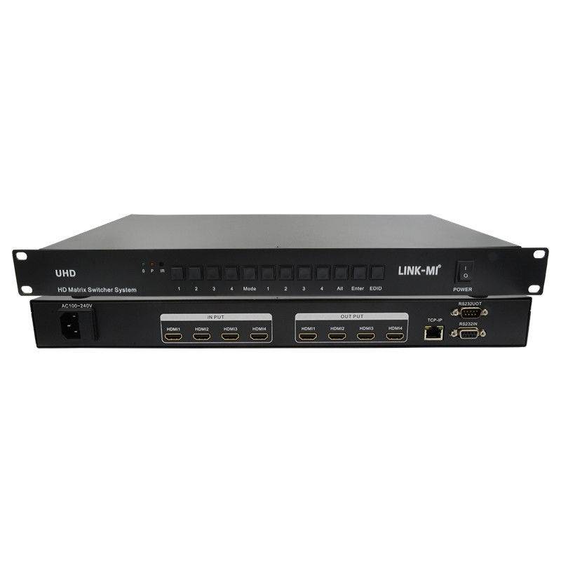 4X4 HDMI Matrix Switcher System 4K HDMI Video Switch Dukungan RS232 TCP/IP