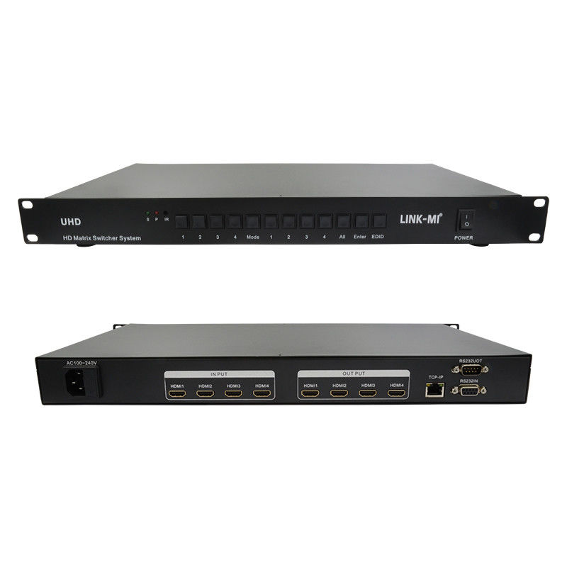 4X4 HDMI Matrix Switcher System 4K HDMI Video Switch Dukungan RS232 TCP/IP