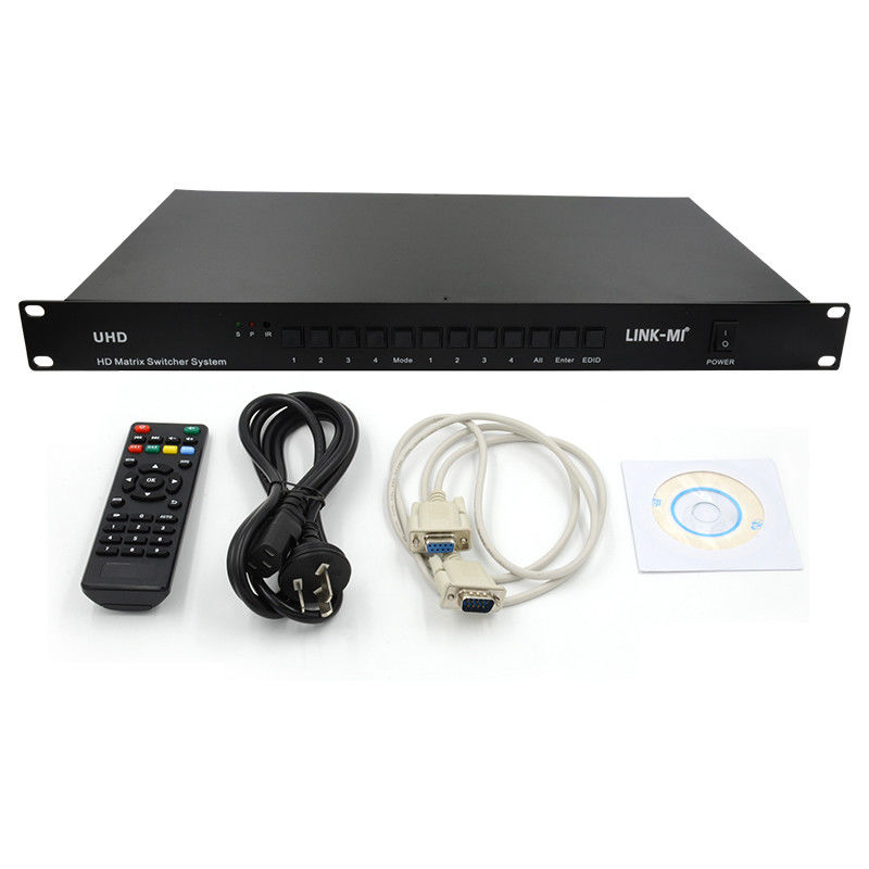4X4 HDMI Matrix Switcher System 4K HDMI Video Switch Dukungan RS232 TCP/IP