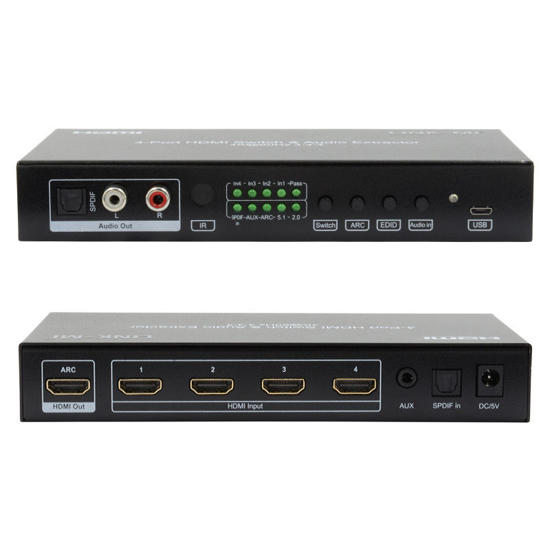256mA 4X1 HDMI Switcher Box 2.0 Switch YUV4:44 18Gbps Dukungan ARC CEC HDR
