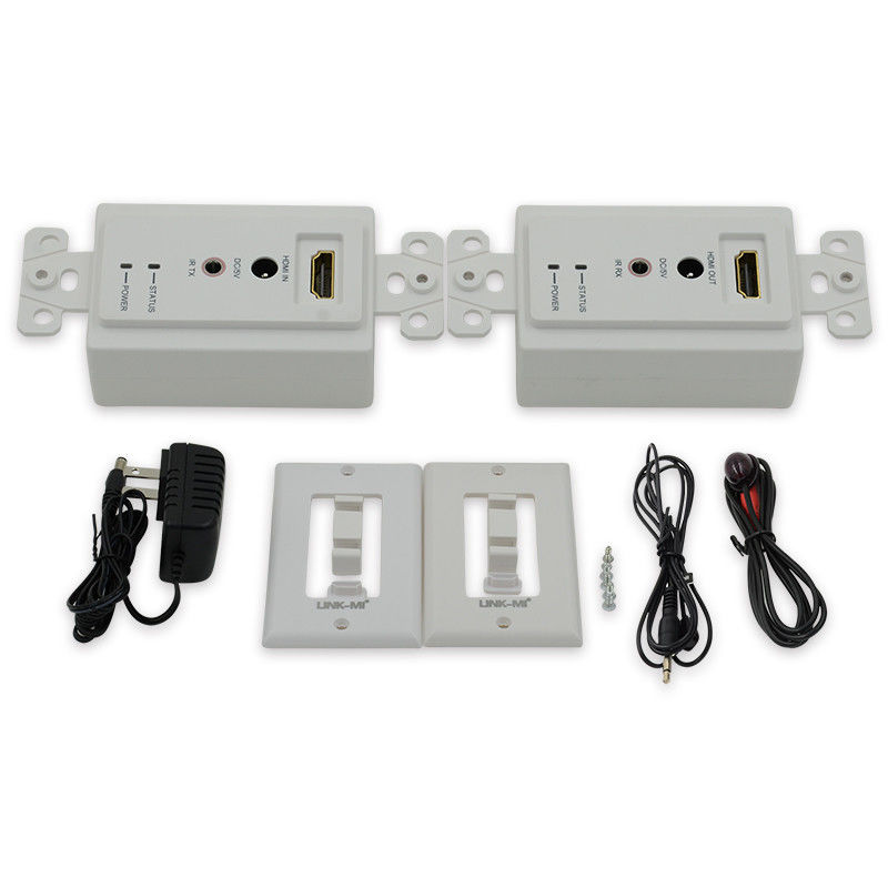 60m HDMI Wall Plate Extender Over Single Cat5e Cat 6 Untuk HDMI Extender Dukungan 3D IR