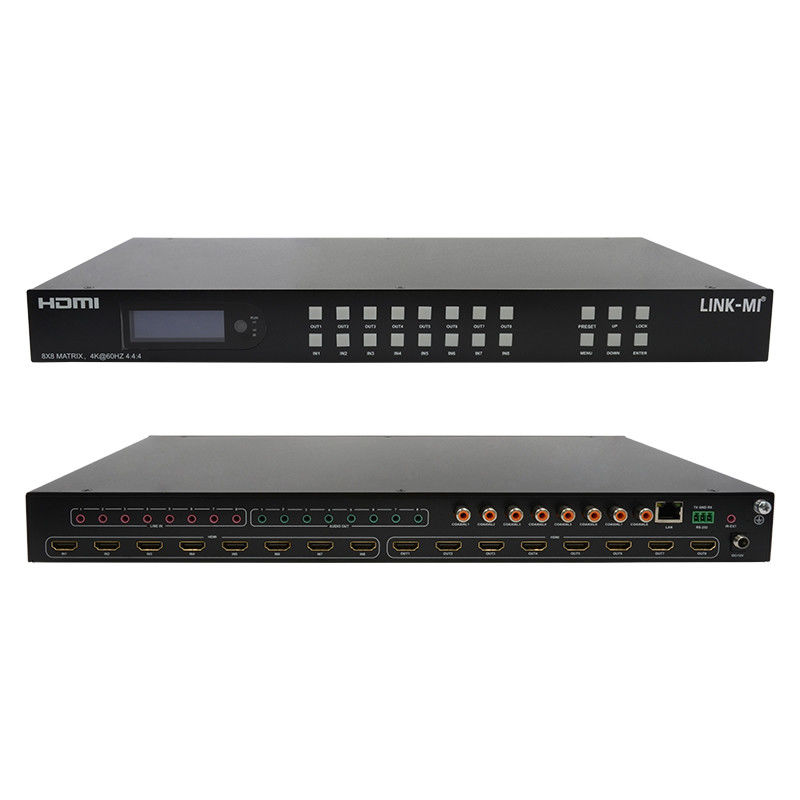 8x8 HDMI Matrix 4k Hdmi Switcher Dengan Dukungan Ekstraksi Audio Analog 18Gbps HDR
