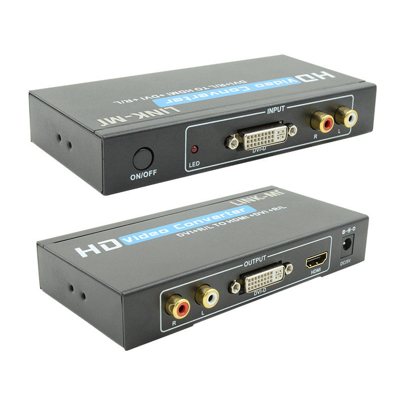 1080P DVI ke HDMI Konverter Dengan Audio Dukungan DVI Analog RCA Audio Input