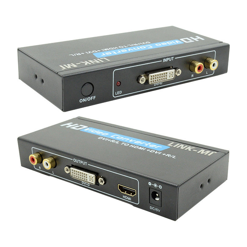 1080P DVI ke HDMI Konverter Dengan Audio Dukungan DVI Analog RCA Audio Input