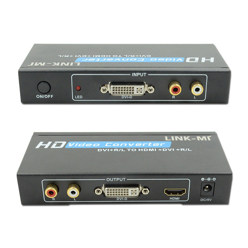 1080P DVI ke HDMI Konverter Dengan Audio Dukungan DVI Analog RCA Audio Input