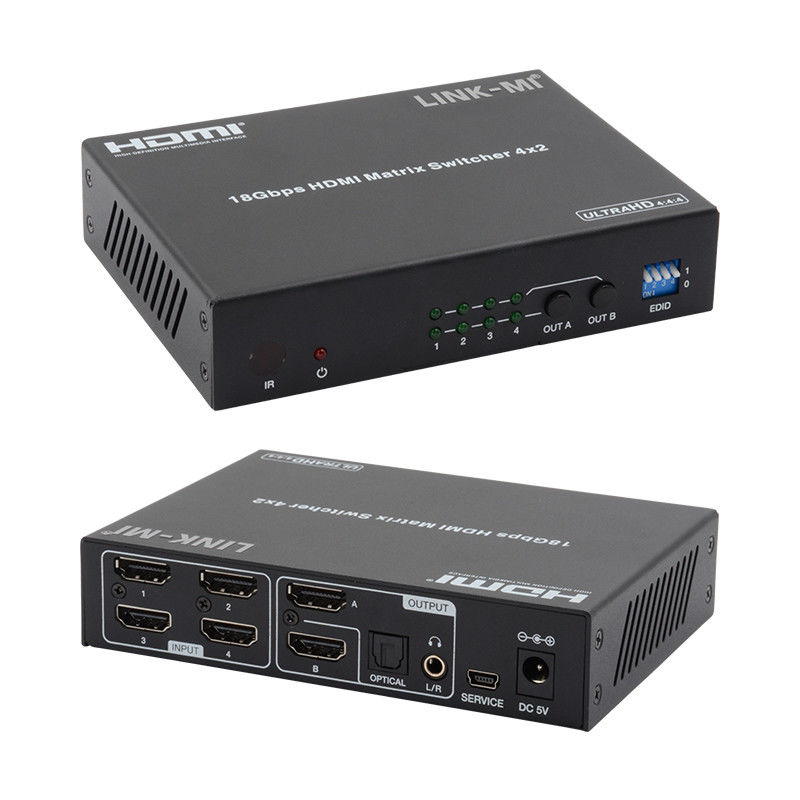 4X2 HDMI Matrix Switch Hdmi Switch Audio Extractor 4K Ke 1080P Video Switcher