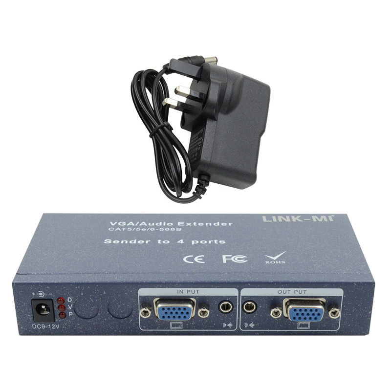 15pin 4 Port VGA Extender 1 sampai 4 VGA Splitter 4 Channel Video UTP Extender