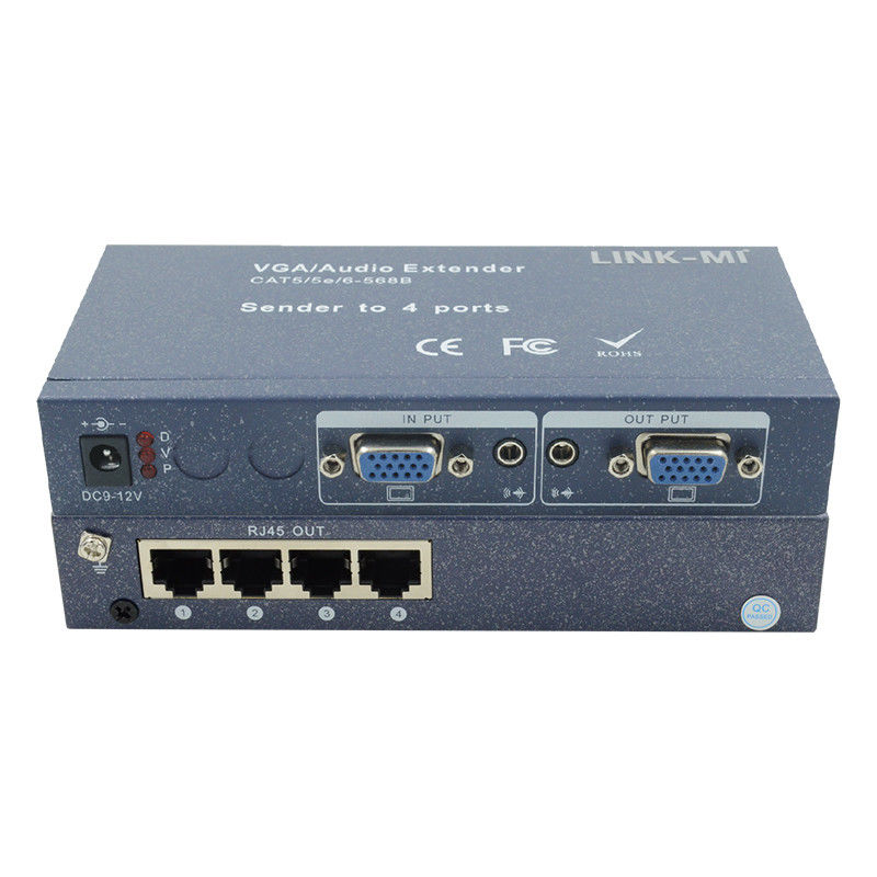 15pin 4 Port VGA Extender 1 sampai 4 VGA Splitter 4 Channel Video UTP Extender