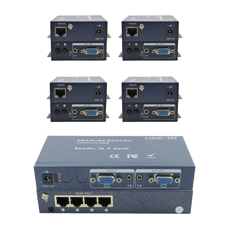 15pin 4 Port VGA Extender 1 sampai 4 VGA Splitter 4 Channel Video UTP Extender