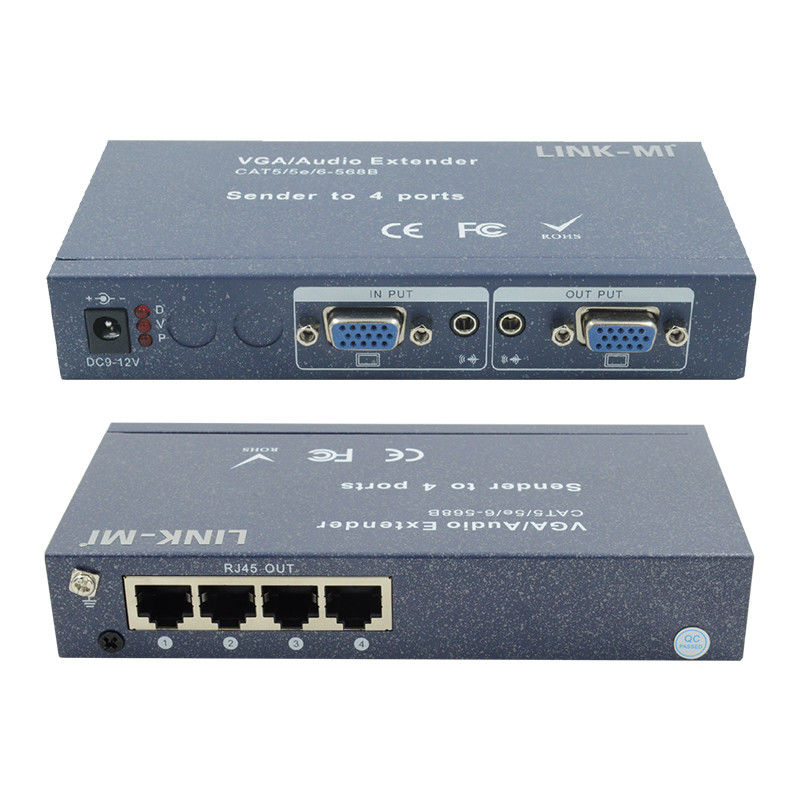 15pin 4 Port VGA Extender 1 sampai 4 VGA Splitter 4 Channel Video UTP Extender