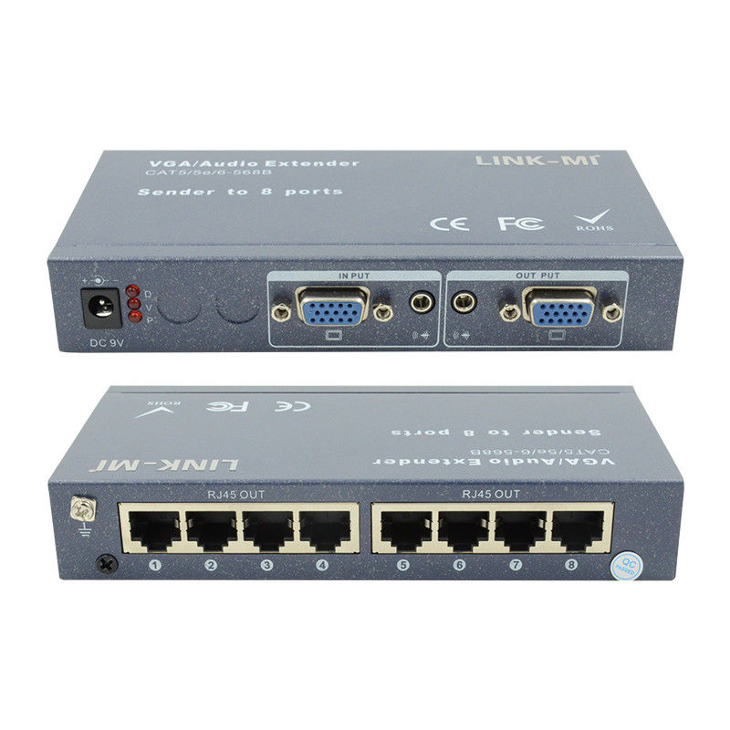 100m 200m 300m 1/8 VGA Splitter 1X8 Extender 1 sampai 8 Video Audio Extender