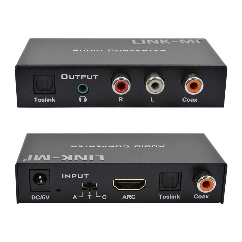 Dac Converter Digital Analog Audio Converter Dukungan HDMI ARC Toslink Coax Digital Audio