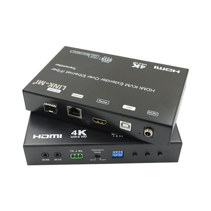 HDMI USB AV Over IP KVM Extender Over Fiber Dukungan POE RS232 Unicast Multicast