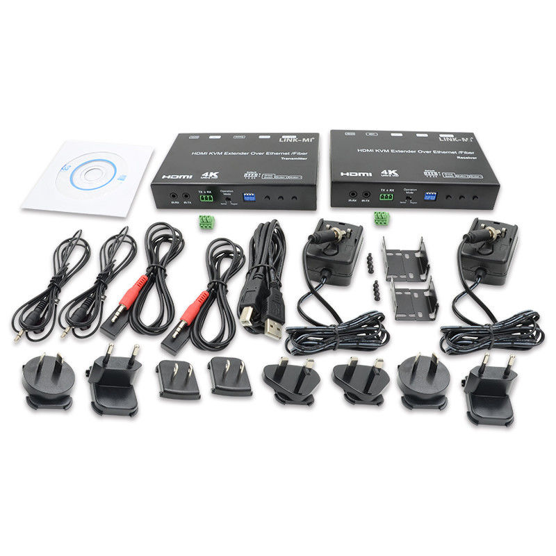 HDMI USB AV Over IP KVM Extender Over Fiber Dukungan POE RS232 Unicast Multicast