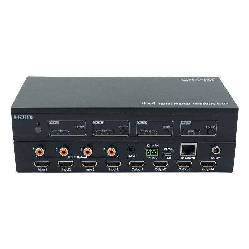 HDMI 4X4 4k Matrix Switcher 4K60Hz Dengan SPDIF Audio AV Matrix Untuk 4 Ultra HD Display