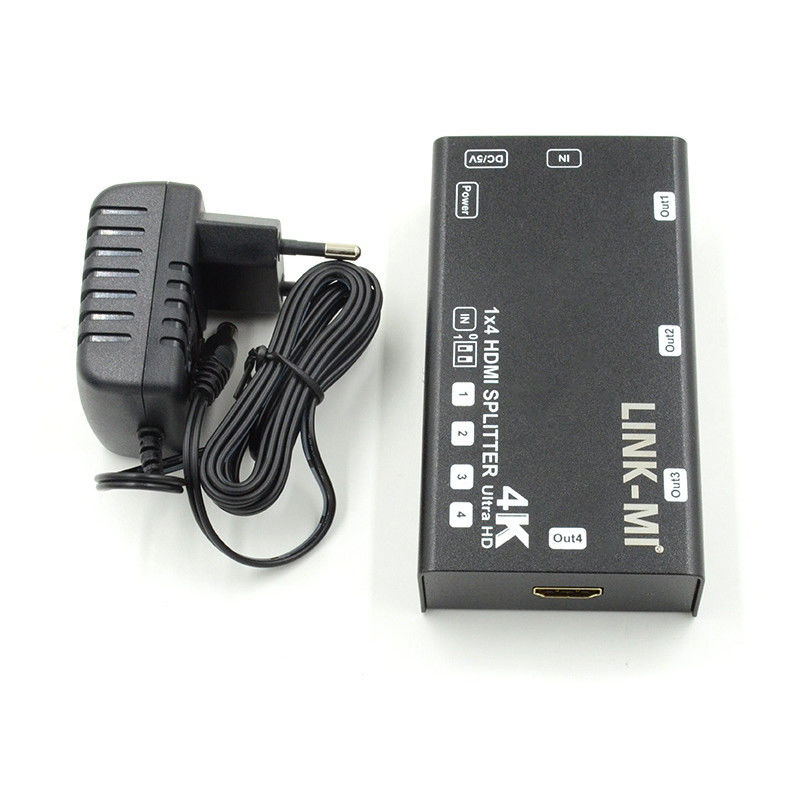 1X4 Video Splitter HDMI 4k 60Hz AV Splitter Dukungan 3D EDID Untuk 4 TV Ultra HD