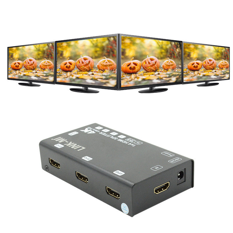 1X4 Video Splitter HDMI 4k 60Hz AV Splitter Dukungan 3D EDID Untuk 4 TV Ultra HD