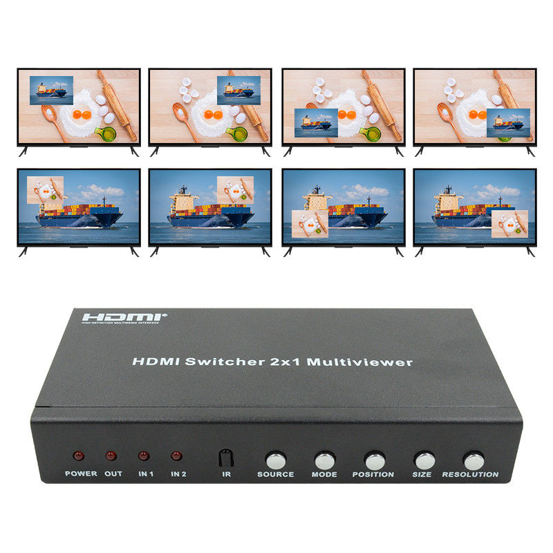 225MHz HDMI Quad Screen Splitter HDMI 2x1 Multiviewer Dengan PIP 2 In 1 Out