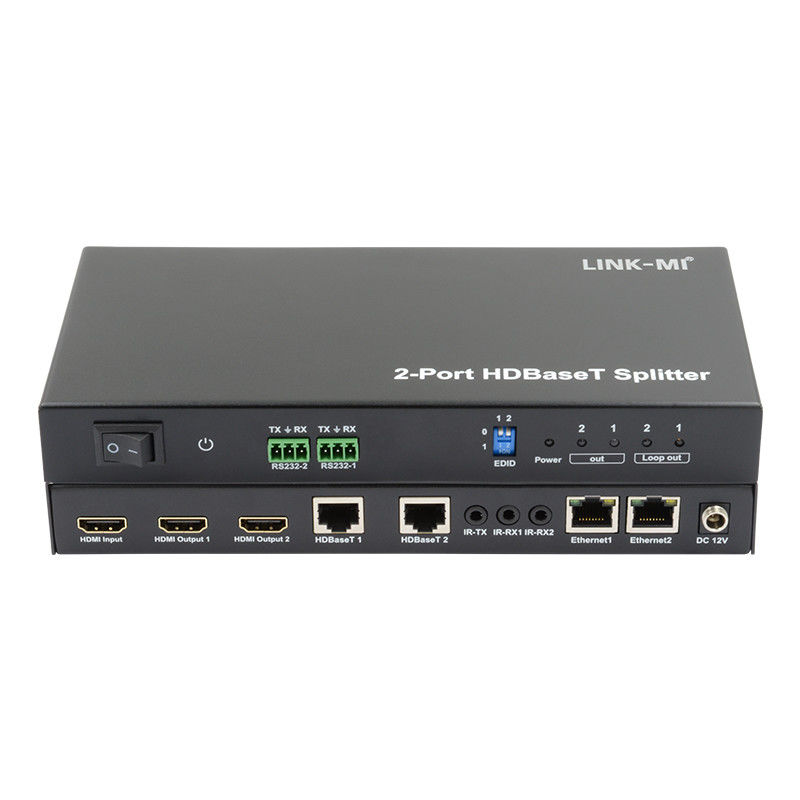 100m 1x2 HDBaseT Splitter dengan HDCP2.2 Compliance POC Ethernet dan RS232 Pass Through