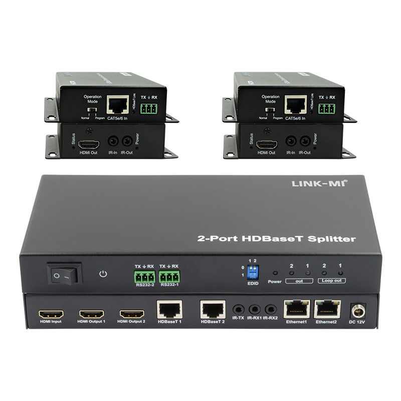 100m 1x2 HDBaseT Splitter dengan HDCP2.2 Compliance POC Ethernet dan RS232 Pass Through